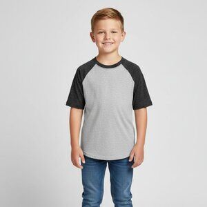 Wonder Nation Boys Raglan Tee – Size Small (6‑7) – Gray/Black